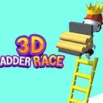 Hai nhân vật hoạt hình đang leo thang với chữ 3D LADDER RACE ở giữa trên nền xanh
