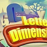 Chữ Letter Dimensions nổi bật với phông chữ 3D màu vàng trên nền các chữ cái lớn khác mờ ảo