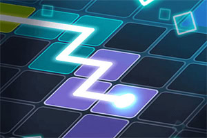 Đường sáng zigzag trên nền các ô vuông màu tím và xanh