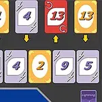Các lá bài có số và hình mũi tên trên bàn chơi, cùng một nút Flip Card màu đỏ