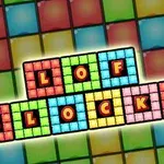 Các khối màu sắc với chữ cái tạo thành từ LOF BLOCKS trên nền ô vuông nhiều màu