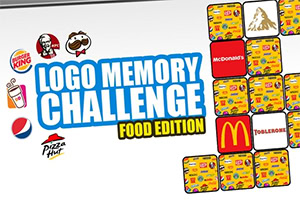 Các thẻ logo thương hiệu đồ ăn nhanh nhiều màu trên nền trắng với chữ Food Edition nổi bật