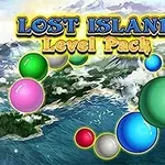 Nền biển và núi với các quả cầu màu sắc nổi bật cùng dòng chữ Lost Island Level Pack