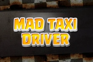 Dòng chữ Mad Taxi Driver với chữ màu vàng nổi bật trên nền đen, xung quanh là họa tiết carô đen trắng