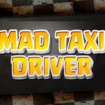 Dòng chữ Mad Taxi Driver với chữ màu vàng nổi bật trên nền đen, xung quanh là họa tiết carô đen trắng