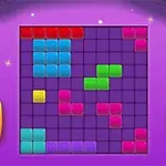 Bảng lưới nhiều màu sắc với các khối vuông màu xanh, đỏ, tím, và vàng trên nền tím