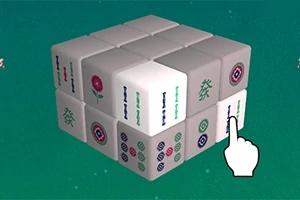 Khối lập phương được tạo từ các ô vuông có họa tiết hoa và ký hiệu, với bàn tay chỉ vào một ô trên nền xanh