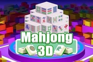 Hình ảnh hiển thị các khối xếp 3D với ký hiệu mahjong và dòng chữ Mahjong 3D trên nền có nhiều khối màu sắc