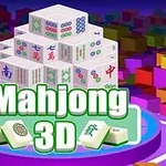 Hình ảnh hiển thị các khối xếp 3D với ký hiệu mahjong và dòng chữ Mahjong 3D trên nền có nhiều khối màu sắc