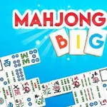 Hình ảnh hiển thị chữ MAHJONG BIG nổi bật trên nền màu xanh dương với các quân cờ xếp thành hàng bên dưới
