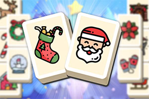 Hai quân bài gạch hiển thị hình ảnh một chiếc tất Giáng sinh và khuôn mặt ông già Noel