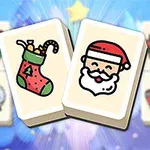 Hai quân bài gạch hiển thị hình ảnh một chiếc tất Giáng sinh và khuôn mặt ông già Noel