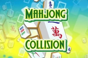 Các khối xếp chồng lên nhau với chữ Mahjong Collision ở giữa trên nền xanh lá cây và xanh lam