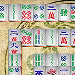 Mahjong Connect 2 Online Các khối gạch chữ và ký hiệu màu xanh, đỏ trên nền trang trí kiểu truyền thống