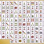 Hình ảnh một bộ bài mạt chược được sắp xếp trên nền màu vàng