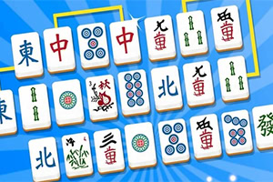 Các quân bài mạt chược với nhiều ký hiệu và họa tiết khác nhau trên nền xanh