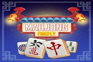 Hình ảnh có nền tối với dòng chữ Mahjong Firefly sáng, phía dưới là các quân mạt chược, viền trang trí kiểu Trung Quốc ở bốn góc