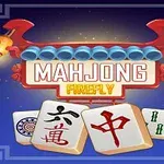 Hình ảnh có nền tối với dòng chữ Mahjong Firefly sáng, phía dưới là các quân mạt chược, viền trang trí kiểu Trung Quốc ở bốn góc