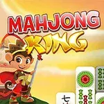 Nhân vật hoạt hình đội vương miện đứng cạnh các quân bài mạt chược với chữ và ký hiệu