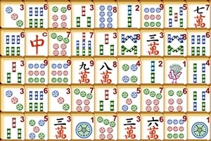 Các ô có hoa văn và ký tự Trung Quốc với màu sắc đa dạng như đỏ, xanh lá, và xanh dương