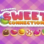 Hình ảnh có nền màu tím kẻ caro với chữ Sweet Connection màu hồng và cam, kèm theo các biểu tượng kẹo bên dưới