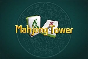 Hình ảnh có nền màu xanh lá, hai quân bài mạt chược và dòng chữ Mahjong Tower ở giữa