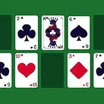 Bố cục các lá bài khác nhau trên nền xanh