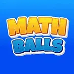 Nền màu xanh với chữ MATH BALLS ở giữa và các quả bóng màu với số 2, 5, 7, 4 ở bốn góc