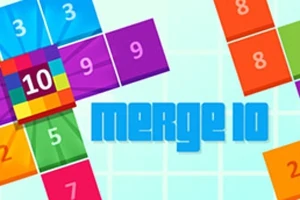 Các ô vuông màu sắc với số từ 1 đến 10 cùng dòng chữ merge 10 ở trung tâm