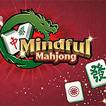 Hình ảnh có các quân bài mạt chược với nền màu đỏ, có hình rồng và dòng chữ Mindful Mahjong