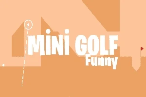 Chữ Mini Golf Funny màu trắng trên nền cam với đồ họa đơn giản