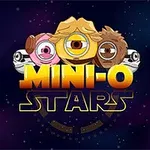 Ba nhân vật hoạt hình có mắt to xuất hiện trước nền vũ trụ cùng dòng chữ MINI-O STARS
