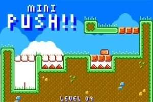 Giao diện trò chơi pixel với dòng chữ MINI PUSH!