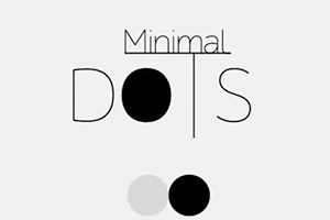 Chữ Minimal Dots với hình tròn đen và trắng trên nền xám nhạt
