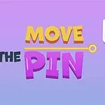 Hình ảnh có chữ MOVE THE PIN và một hộp chứa nhiều quả bóng màu sắc trên nền màu tím