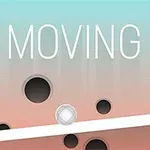 Hình ảnh gồm dòng chữ MOVING UP trên nền màu chuyển sắc, với một quả bóng trên thanh ngang và các lỗ tròn màu đen xung quanh