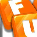 Các khối màu cam với các chữ cái trắng “F”, “U”, và “N”