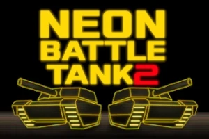 Hình ảnh có hai chiếc xe tăng neon với chữ NEON BATTLE TANK 2 phía trên nền đen
