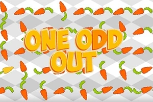 Hình ảnh có dòng chữ ONE ODD OUT nổi bật trong nền có nhiều hình cà rốt