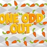 Hình ảnh có dòng chữ ONE ODD OUT nổi bật trong nền có nhiều hình cà rốt