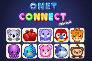Các biểu tượng hình động vật dễ thương với chú thích Onet Connect Classic phía trên