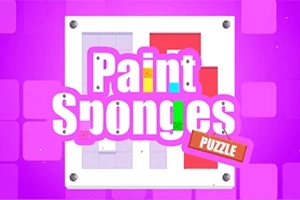 Hình ảnh có nền màu tím với dòng chữ Paint Sponges Puzzle nổi bật ở giữa