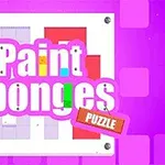 Hình ảnh có nền màu tím với dòng chữ Paint Sponges Puzzle nổi bật ở giữa