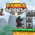 Hai con gấu trúc mặc trang phục ninja đối đầu nhau trên nền phong cảnh núi non