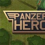 Hình ảnh có chữ PANZER HERO nổi bật trên nền cảnh rừng với một chiếc xe tăng xanh ở góc trên bên phải