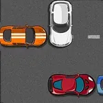Các xe ô tô nhiều màu sắc đỗ trên một bãi đỗ xe với nền màu xám