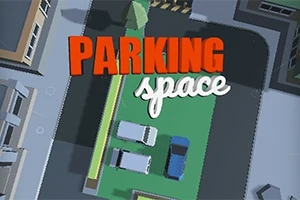 Hình ảnh cho thấy một bãi đậu xe với ba chiếc ô tô và dòng chữ Parking Space ở trên