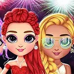 Ba nhân vật hoạt hình với mái tóc màu sắc khác nhau đứng trước bối cảnh pháo hoa rực rỡ