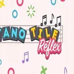 Tiêu đề Piano Tile Reflex với hình nền màu sắc cùng các ký hiệu âm nhạc và hình nốt nhạc