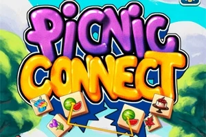 Tiêu đề Picnic Connect với các hình ảnh nhỏ liên quan đến đồ ăn và thức uống trên nền phong cảnh tươi sáng